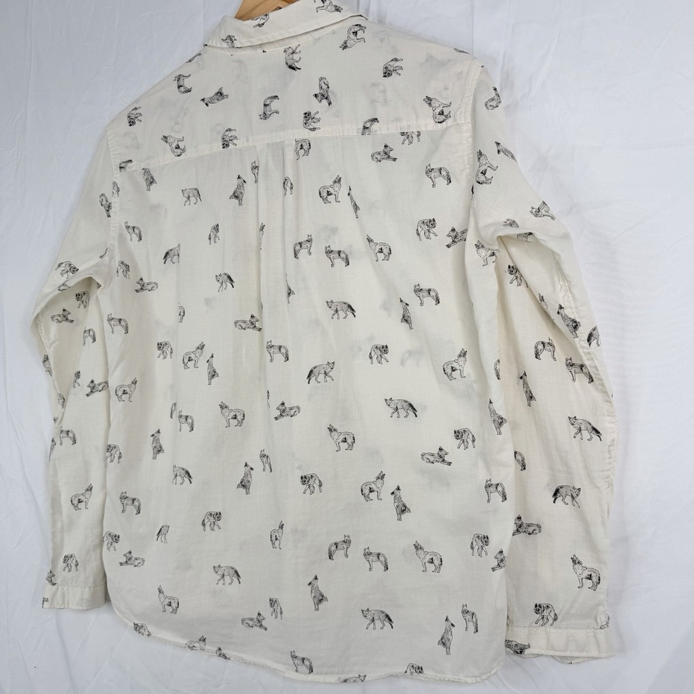 The North Face women Shirt All Over Print Wolves Wolf Nature SZ-S organic cotton - Picture 10 of 16